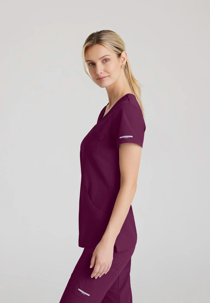 Barco Scrubs Women's Reliance Top Wine | scrub-supply.com