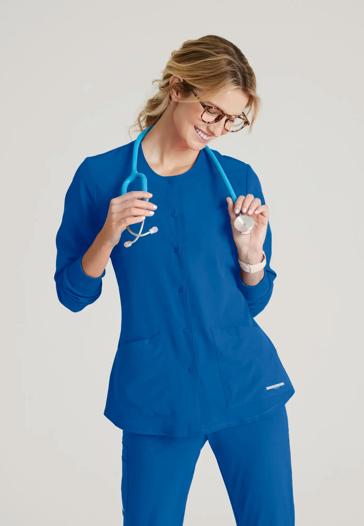 Barco Scrubs Women's Stability Warm-Up New Royal | scrub-supply.com