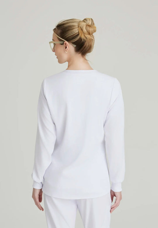 Barco Scrubs Women's Stability Warm-Up White | scrub-supply.com