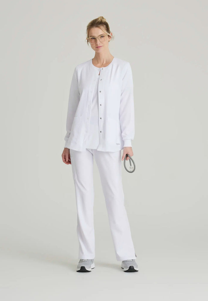 Barco Scrubs Women's Stability Warm-Up White | scrub-supply.com