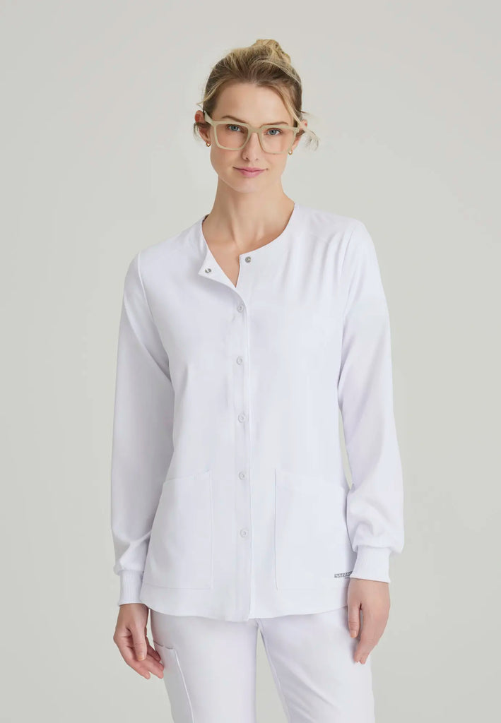 Barco Scrubs Women's Stability Warm-Up White | scrub-supply.com