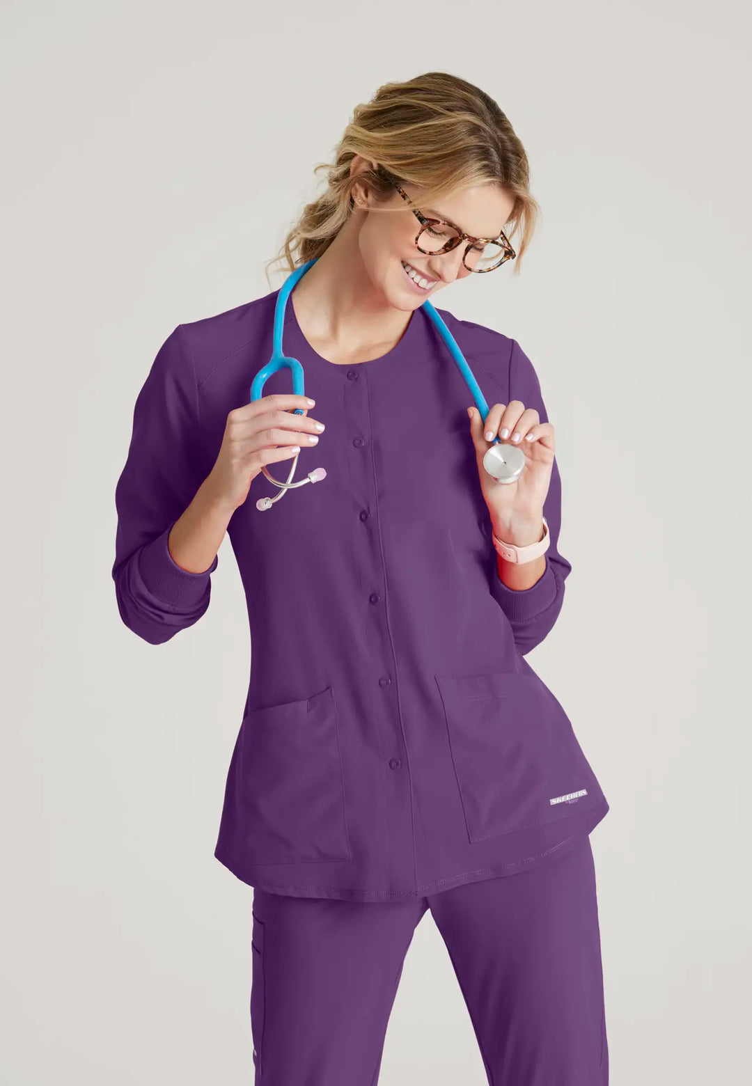 Skechers by Barco Scrubs Women's Stability Warm-Up Eggplant | scrub-supply.com