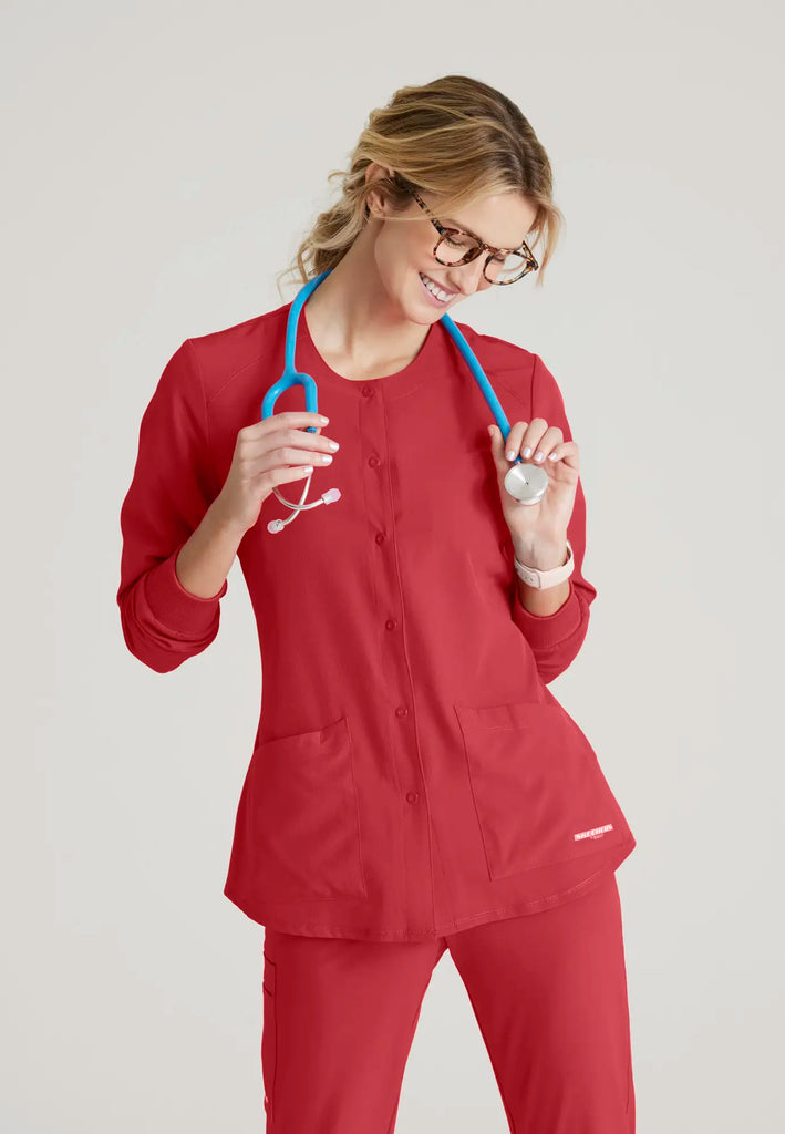 Barco Scrubs Women's Stability Warm-Up True Red | scrub-supply.com