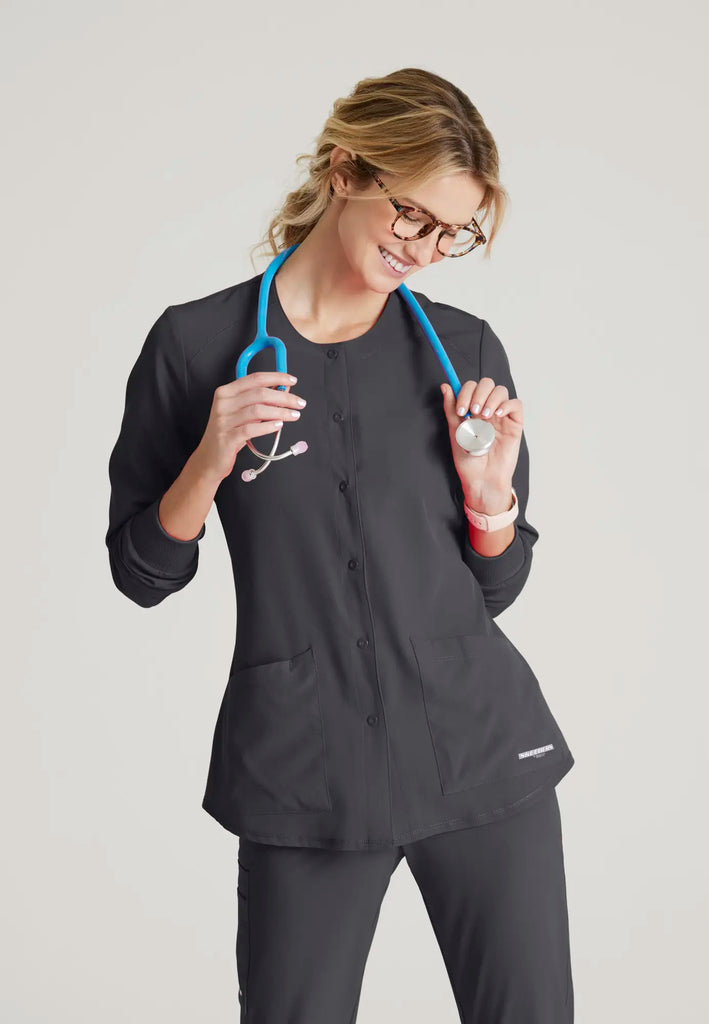 Barco Scrubs Women's Stability Warm-Up Pewter | scrub-supply.com