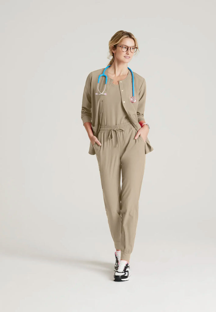 Barco Scrubs Women's Stability Warm-Up New Khaki | scrub-supply.com