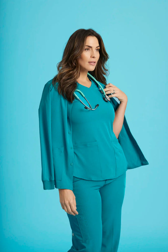 Skechers by Barco Scrubs Women's Stability Warm-Up Teal | scrub-supply.com