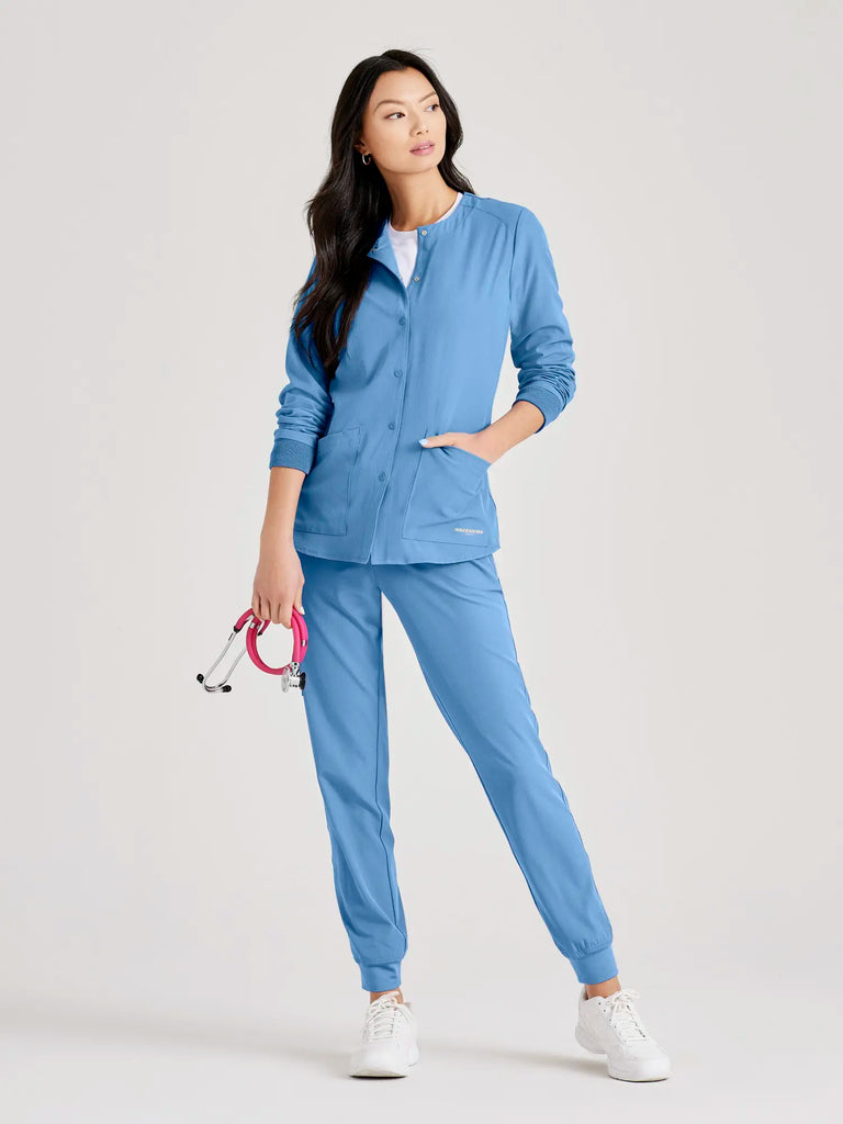 Barco Scrubs Women's Stability Warm-Up Ceil Blue | scrub-supply.com