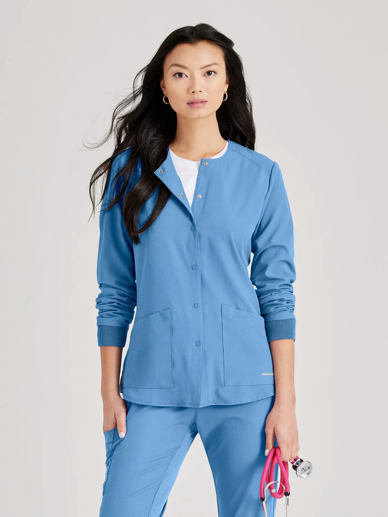 Barco Scrubs Women's Stability Warm-Up Ceil Blue | scrub-supply.com