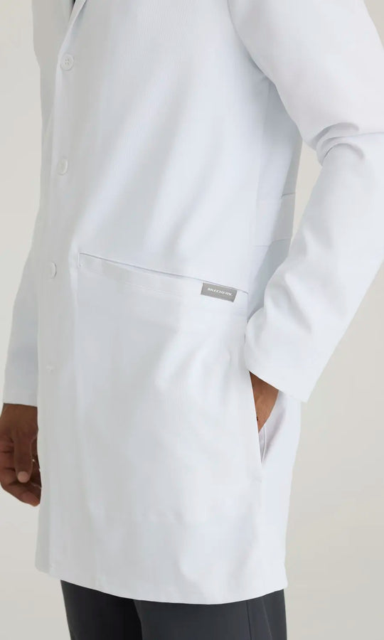 Skechers by Barco Scrubs Men's Emerge Lab Coat White | scrub-supply.com