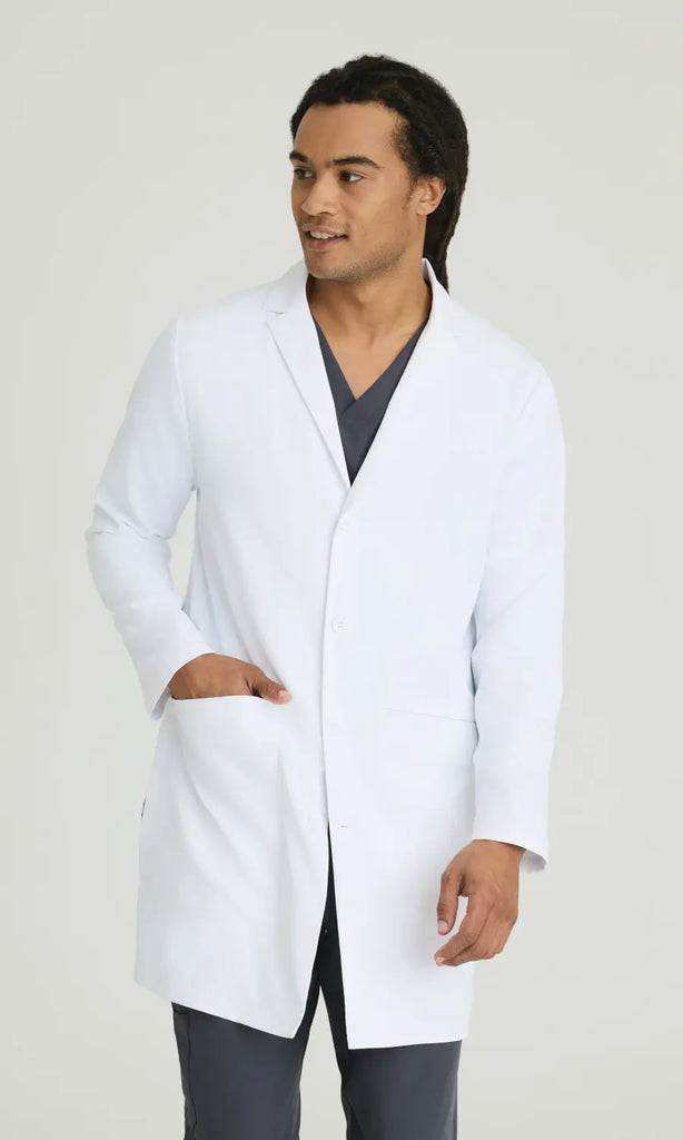 Skechers by Barco Scrubs Men's Emerge Lab Coat White | scrub-supply.com