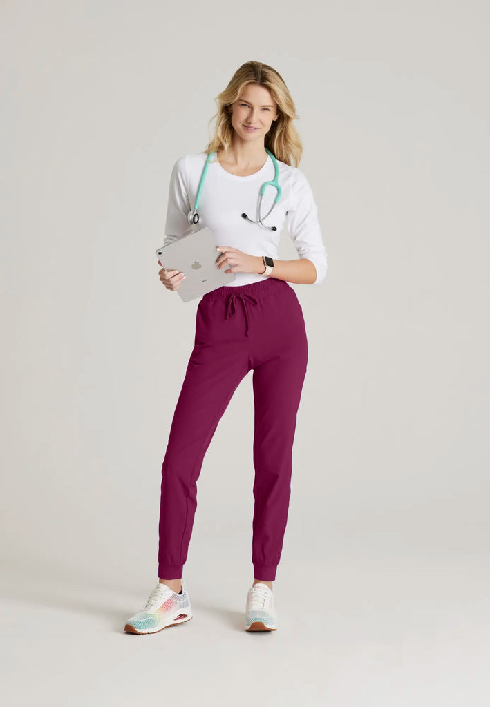 Barco Scrubs Women's Theory Jogger Wine | scrub-supply.com