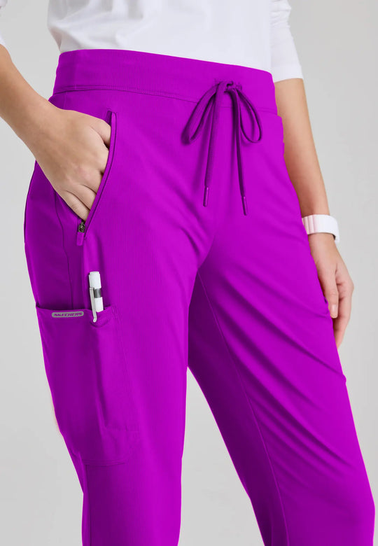 Skechers by Barco Scrubs Women's Glide Knit Flare Pant Violet Burst | scrub-supply.com