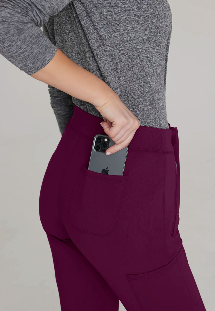 Skechers by Barco Scrubs Women's Glide Knit Flare Pant Wine | scrub-supply.com