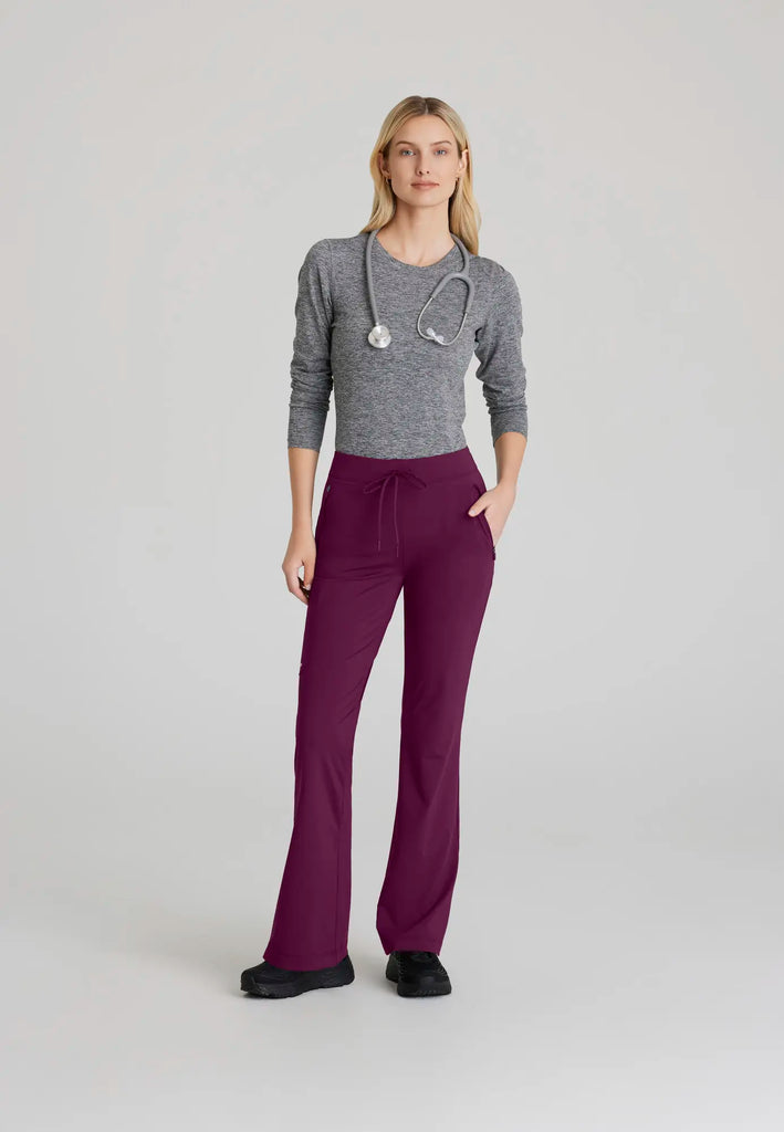 Skechers by Barco Scrubs Women's Glide Knit Flare Pant Wine | scrub-supply.com