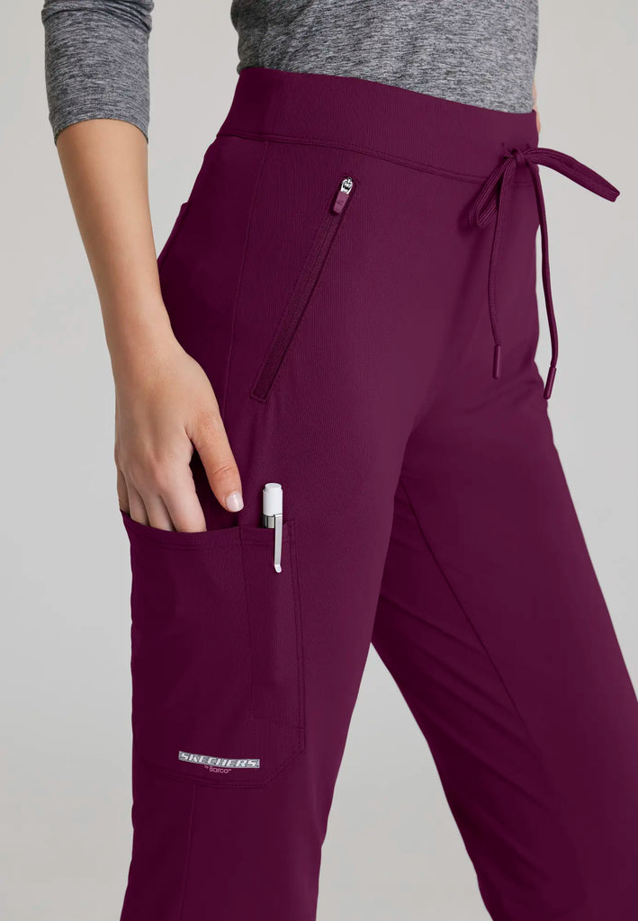 Skechers by Barco Scrubs Women's Glide Knit Flare Pant Wine | scrub-supply.com