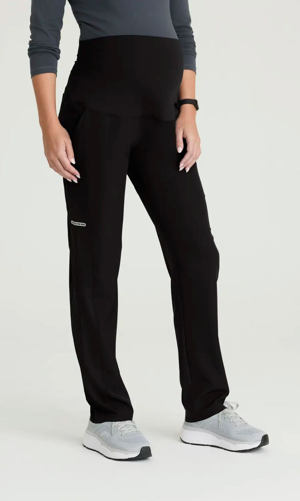 Skechers by Barco Scrubs Nurture Maternity Pant Black | scrub-supply.com