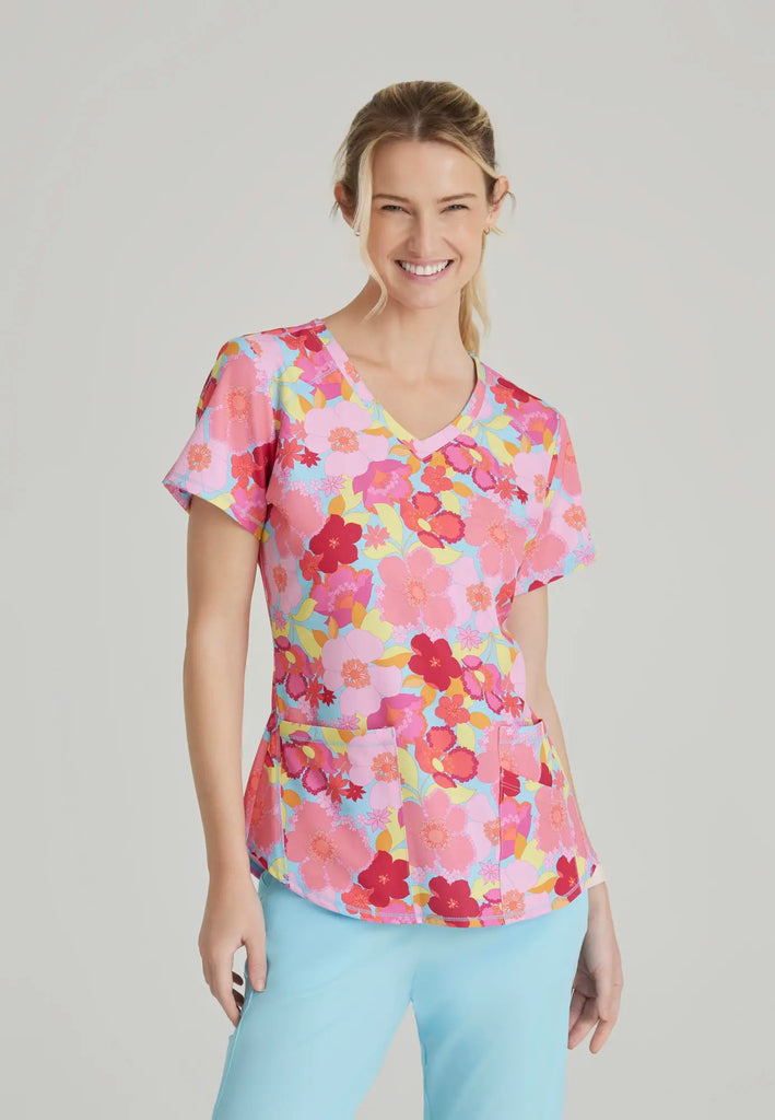 Barco Scrubs Women's Essence Top Blissful Blossom | scrub-supply.com