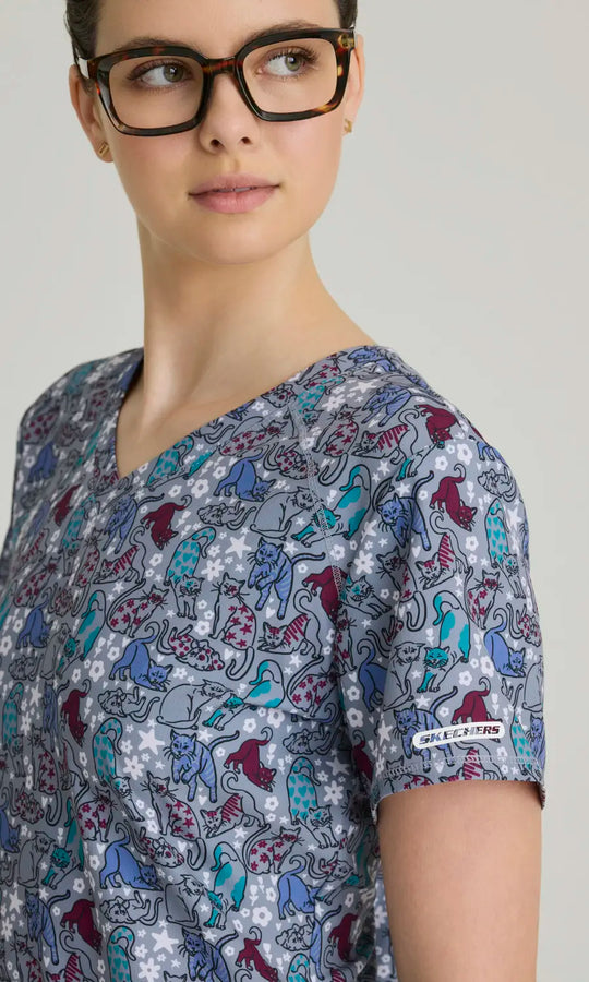 Skechers by Barco Scrubs Women's Essence Top Perr Pattern | scrub-supply.com