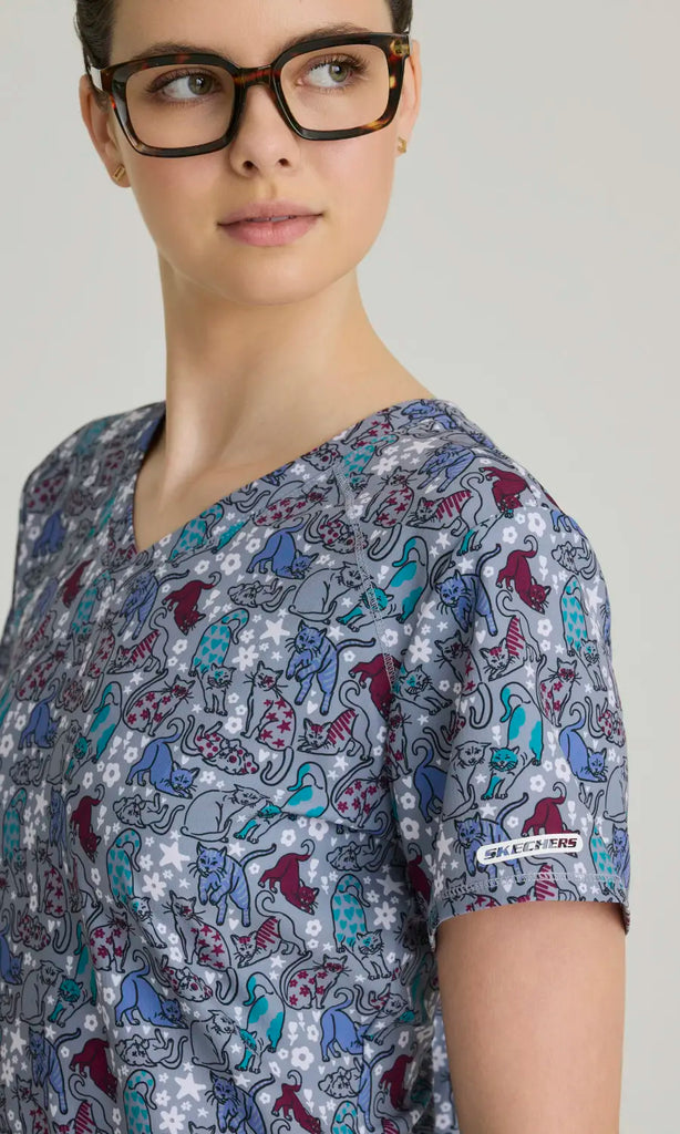 Skechers by Barco Scrubs Women's Essence Top Perr Pattern | scrub-supply.com