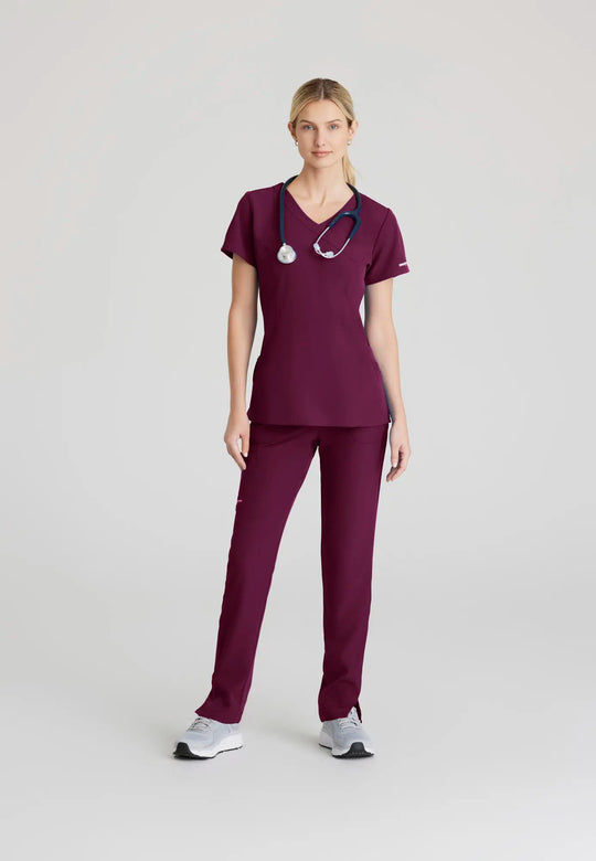 Skechers by Barco Scrubs Women's Charge Top Wine | scrub-supply.com