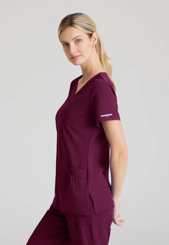 Skechers by Barco Scrubs Women's Charge Top Wine | scrub-supply.com