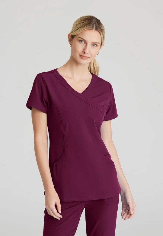 Skechers by Barco Scrubs Women's Charge Top Wine | scrub-supply.com