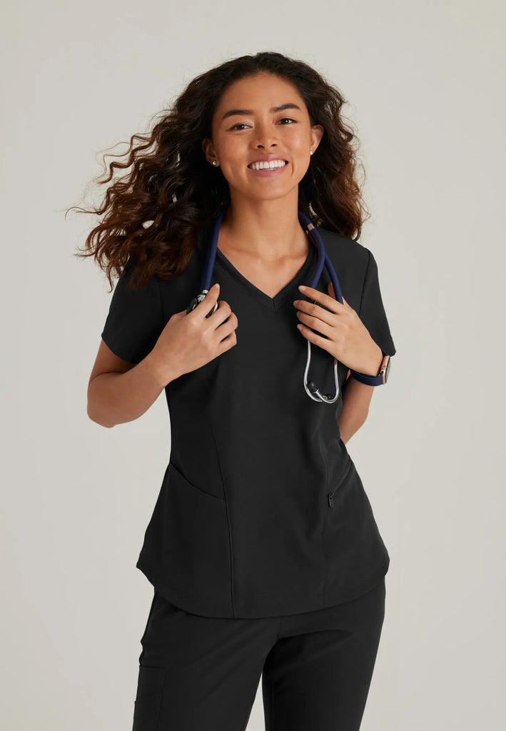 Barco Scrubs Women's Electra Top Black | scrub-supply.com