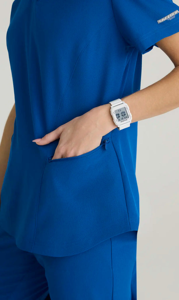 Skechers by Barco Scrubs Women's Electra Top New Royal | scrub-supply.com