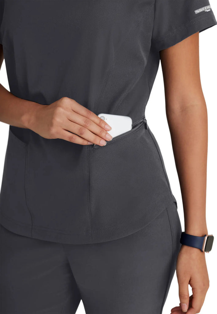 Barco Scrubs Women's Electra Top Pewter | scrub-supply.com