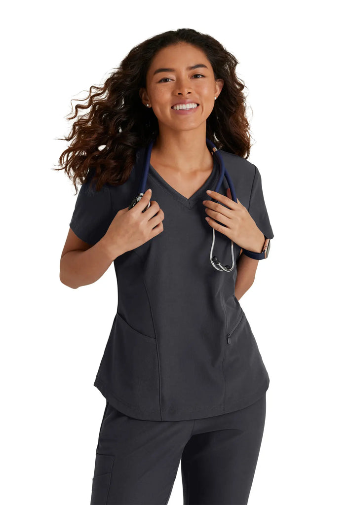 Barco Scrubs Women's Electra Top Pewter | scrub-supply.com