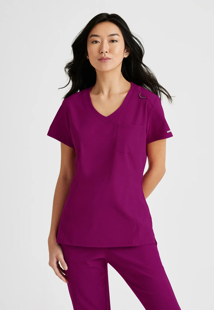 Barco Scrubs Women's Dignity Top Wine | scrub-supply.com