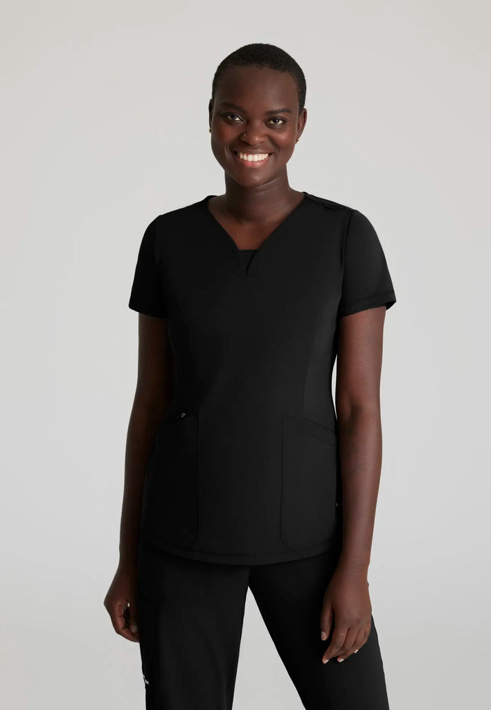 Barco Scrubs Women's Serene Knit Top Black | scrub-supply.com