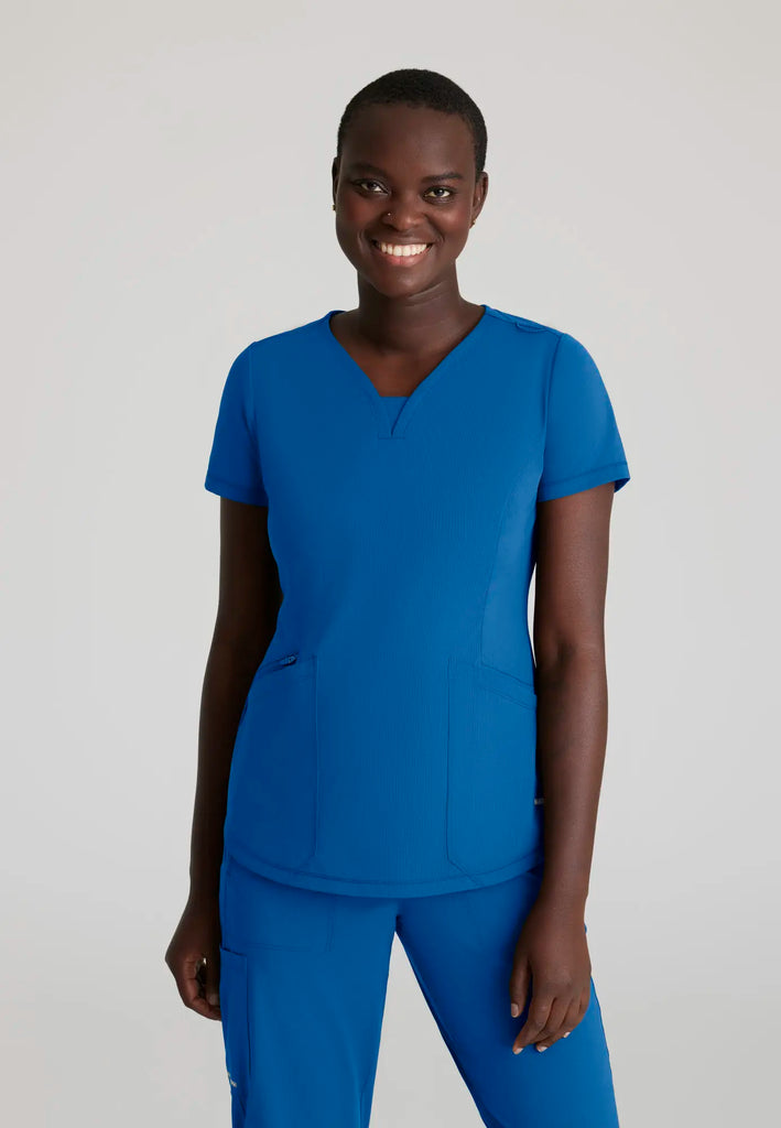 Barco Scrubs Women's Serene Knit Top New Royal | scrub-supply.com