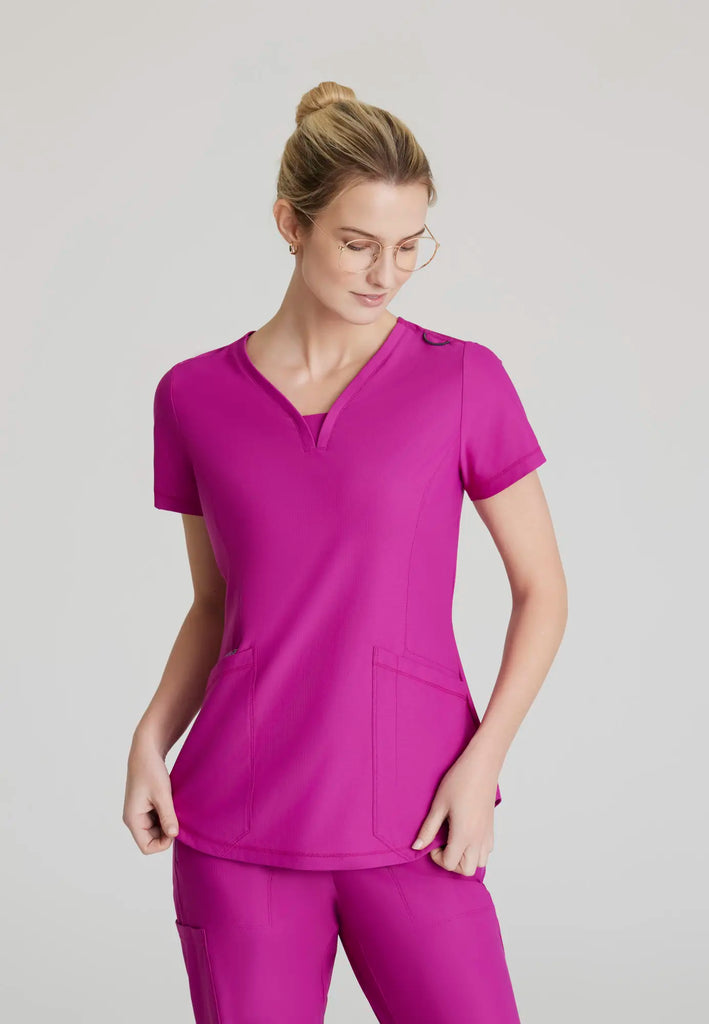 Barco Scrubs Women's Serene Knit Top Deep Magenta | scrub-supply.com