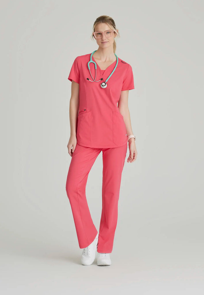 Barco Scrubs Women's Serene Knit Top Punch Pink | scrub-supply.com