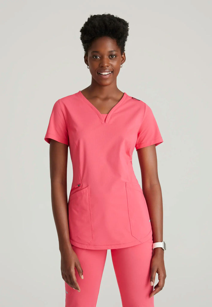 Barco Scrubs Women's Serene Knit Top Punch Pink | scrub-supply.com