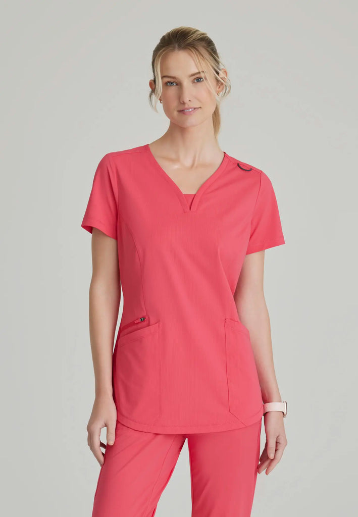 Barco Scrubs Women's Serene Knit Top Punch Pink | scrub-supply.com