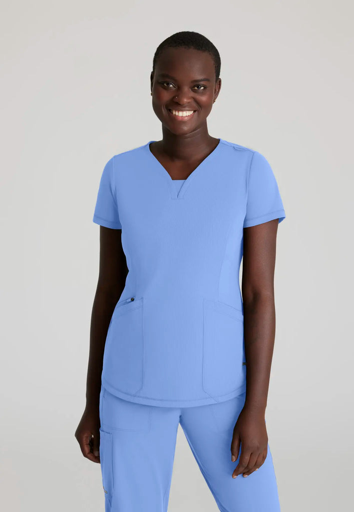 Barco Scrubs Women's Serene Knit Top Ceil Blue | scrub-supply.com