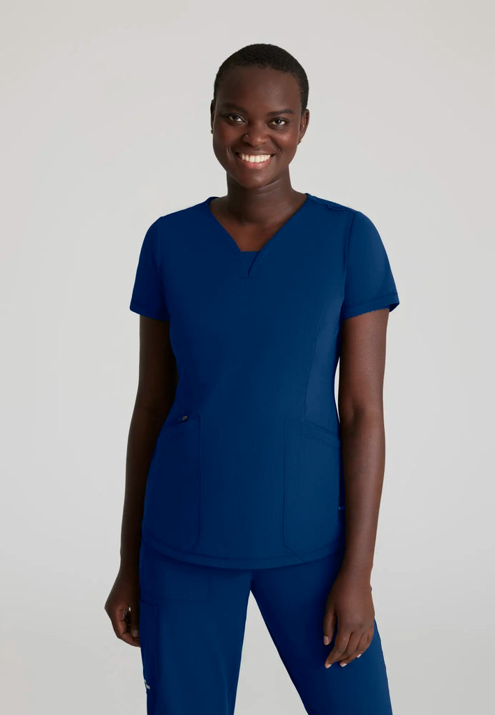 Barco Scrubs Women's Serene Knit Top Navy | scrub-supply.com