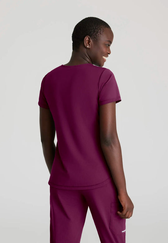 Skechers by Barco Scrubs Women's Serene Knit Top Wine | scrub-supply.com