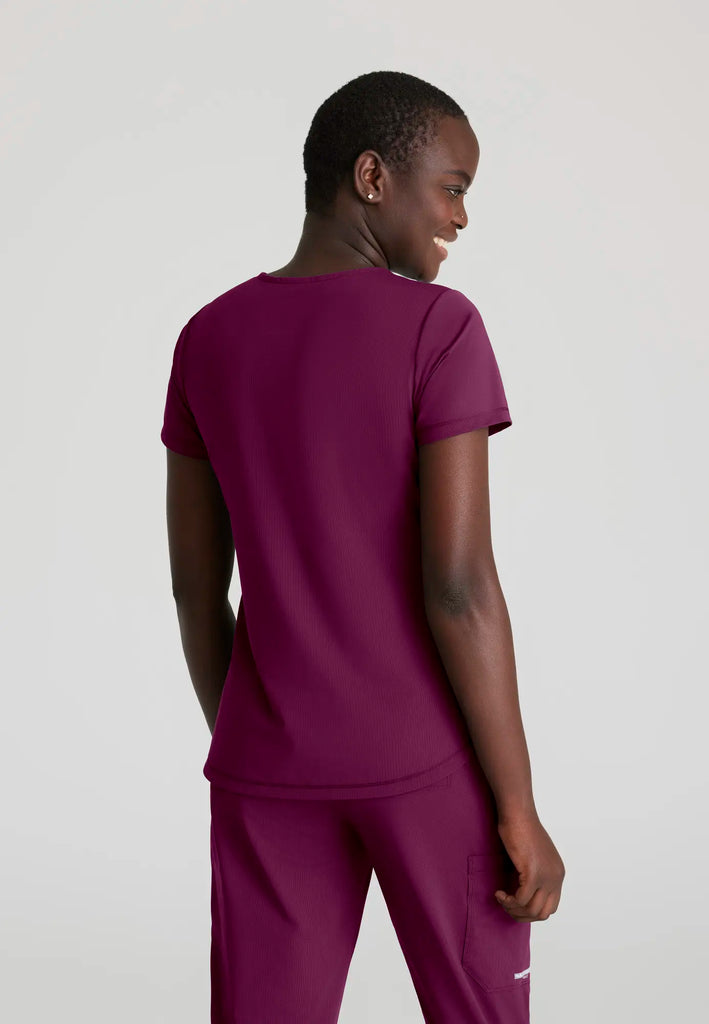 Skechers by Barco Scrubs Women's Serene Knit Top Wine | scrub-supply.com