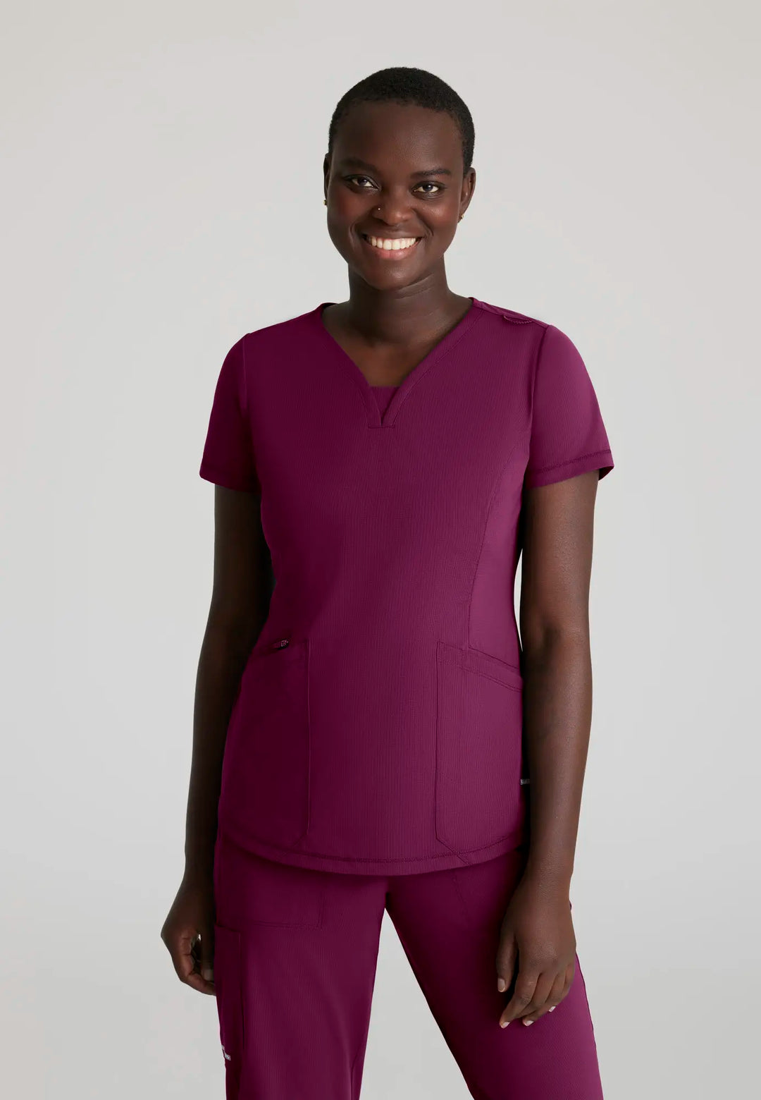 Skechers by Barco Scrubs Women's Serene Knit Top Wine | scrub-supply.com