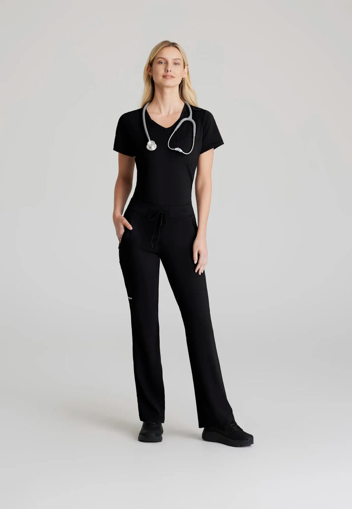 Barco Scrubs Women's Flow Knit Top Black | scrub-supply.com