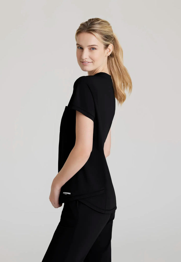 Barco Scrubs Women's Flow Knit Top Black | scrub-supply.com