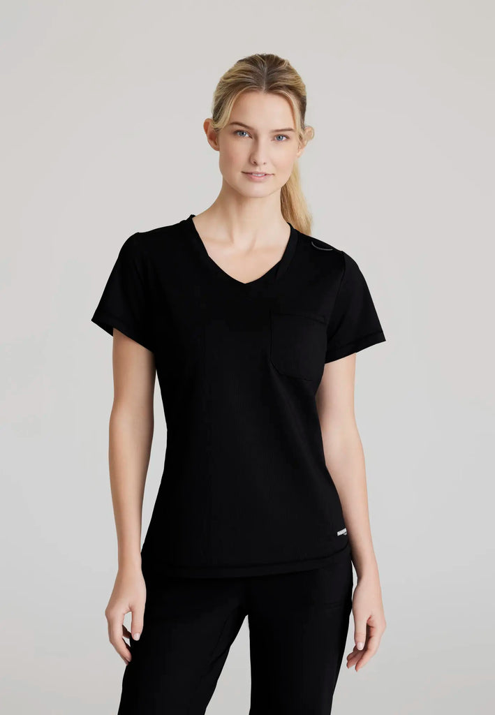 Barco Scrubs Women's Flow Knit Top Black | scrub-supply.com