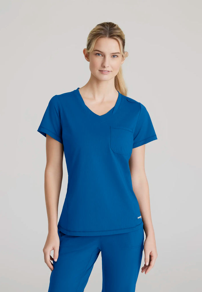 Barco Scrubs Women's Flow Knit Top New Royal | scrub-supply.com