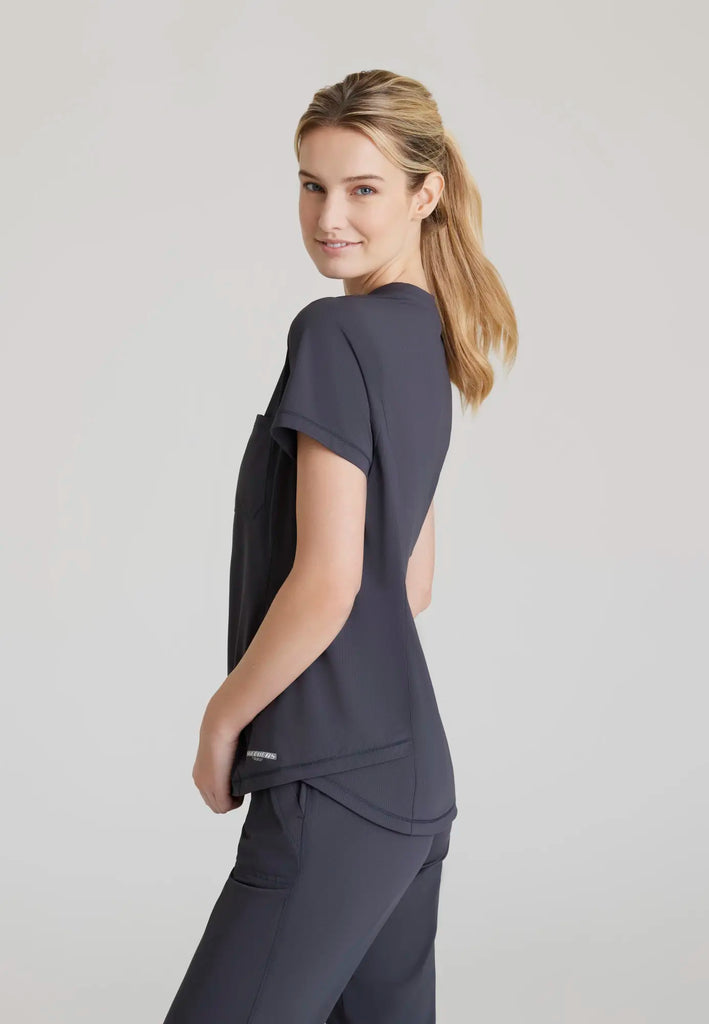 Barco Scrubs Women's Flow Knit Top Pewter | scrub-supply.com