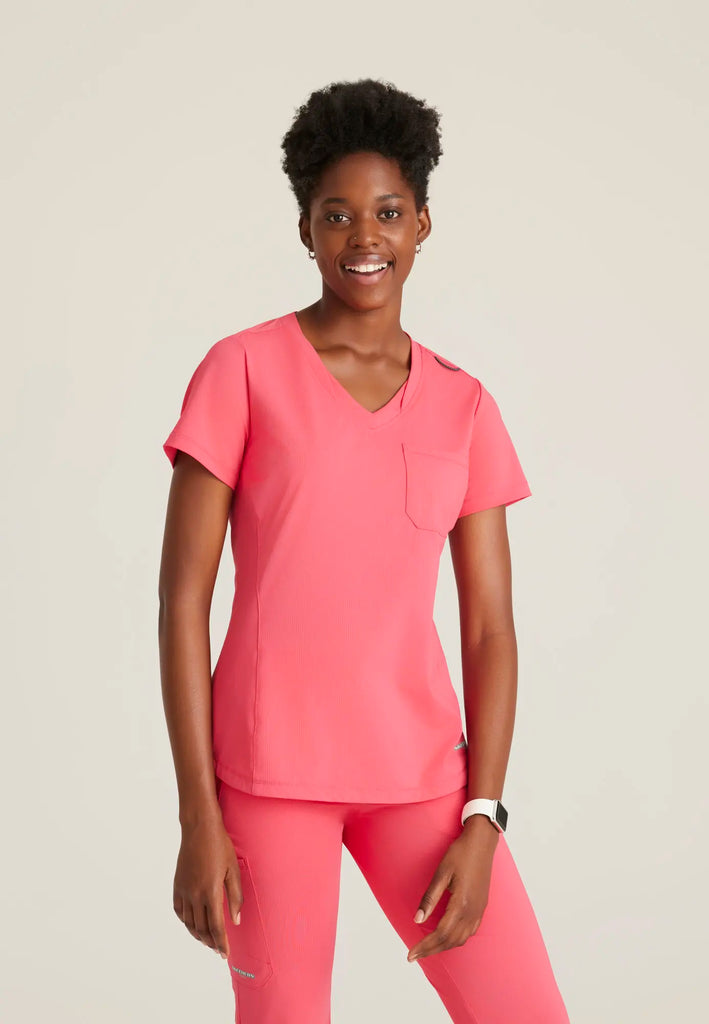 Barco Scrubs Women's Flow Knit Top Punch Pink | scrub-supply.com