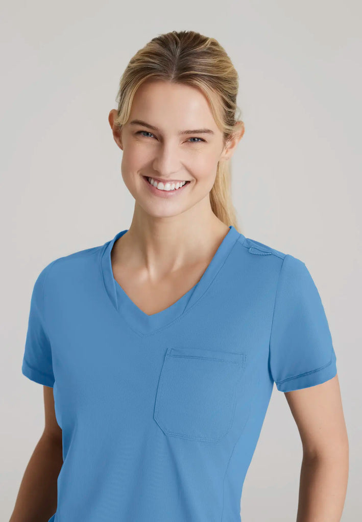 Barco Scrubs Women's Flow Knit Top Ceil Blue | scrub-supply.com