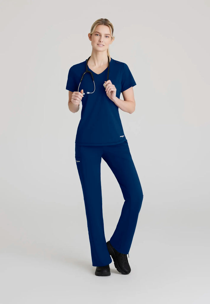 Barco Scrubs Women's Flow Knit Top Navy | scrub-supply.com